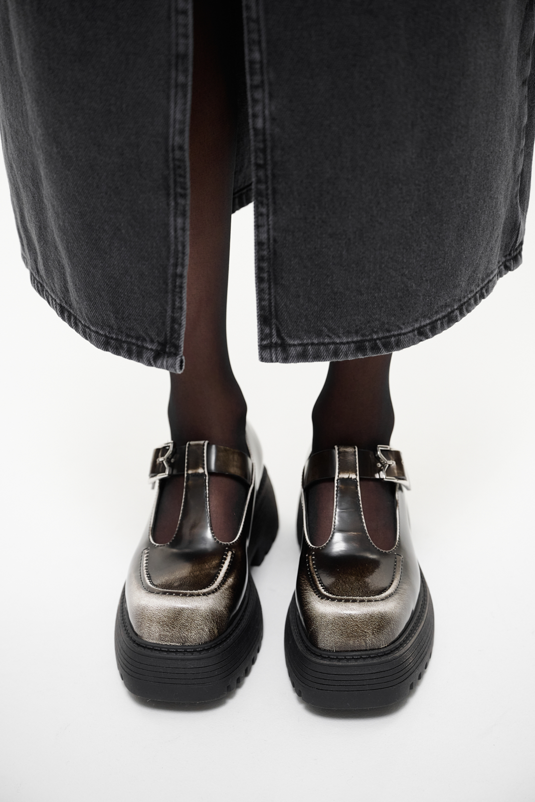 3JUIN Мэри Джейн SKIN smocked leather