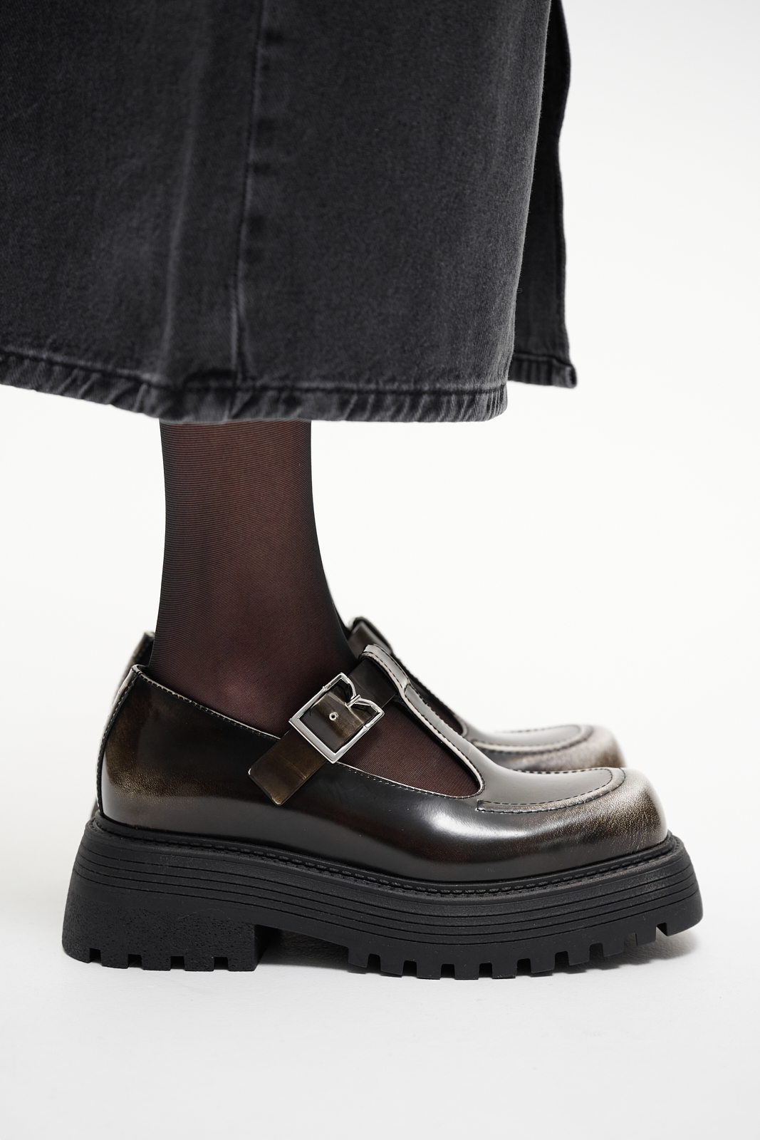 3JUIN Мэри Джейн SKIN smocked leather