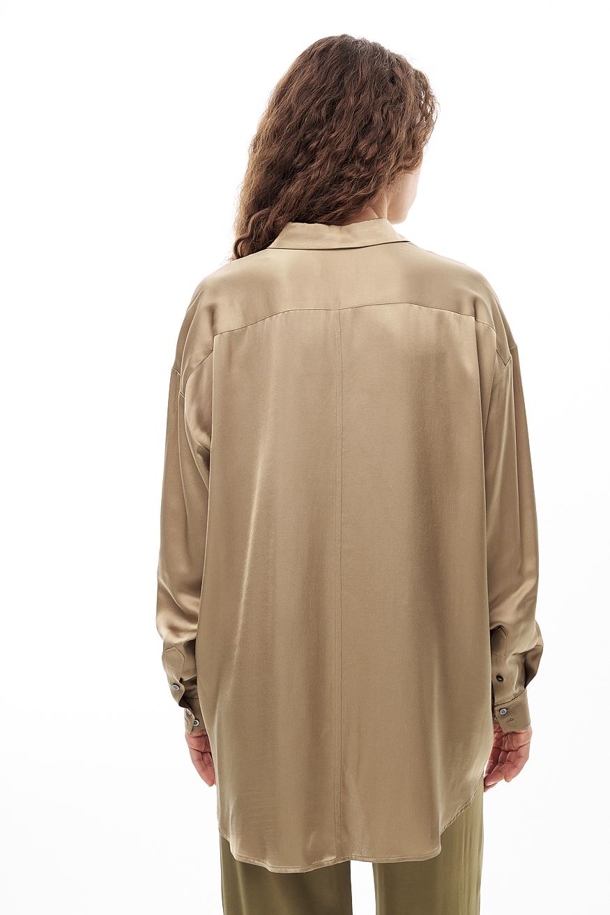 OTTOD'AME Рубашка свободного кроя из сатина оттенка бронзы