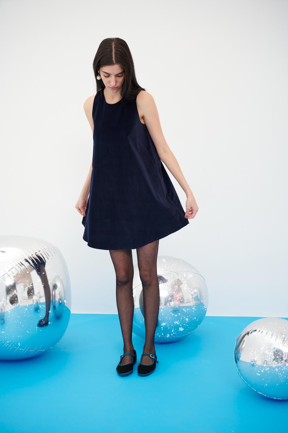 MERCÍ Платье из бархата оттенка royal blue