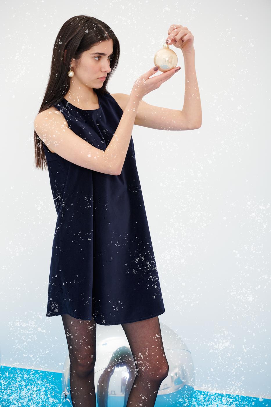 MERCÍ Платье из бархата оттенка royal blue