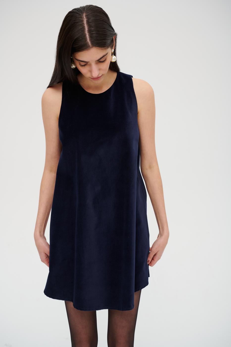 MERCÍ Платье из бархата оттенка royal blue