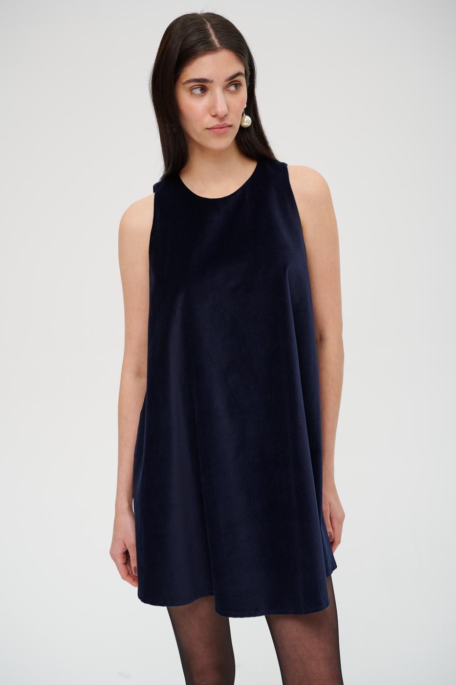 MERCÍ Платье из бархата оттенка royal blue