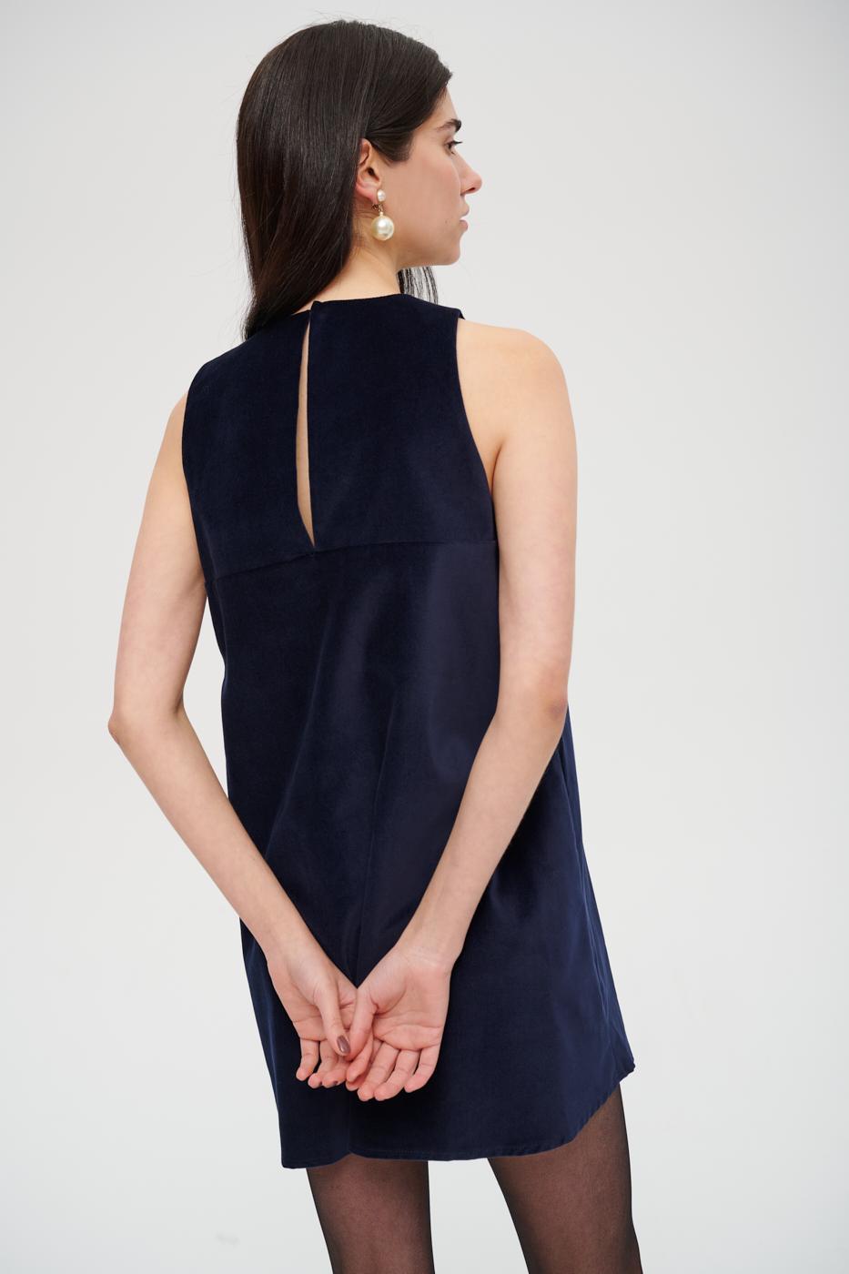 MERCÍ Платье из бархата оттенка royal blue