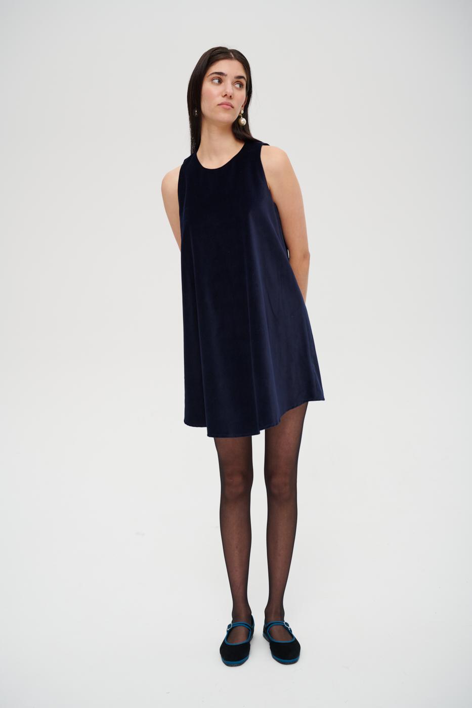 MERCÍ Платье из бархата оттенка royal blue