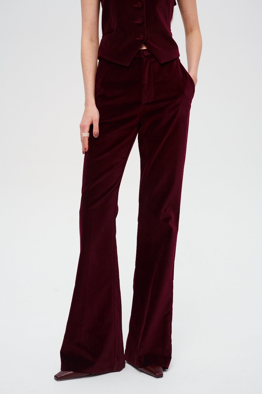 MERCÍ Брюки из бархата оттенка бароло
