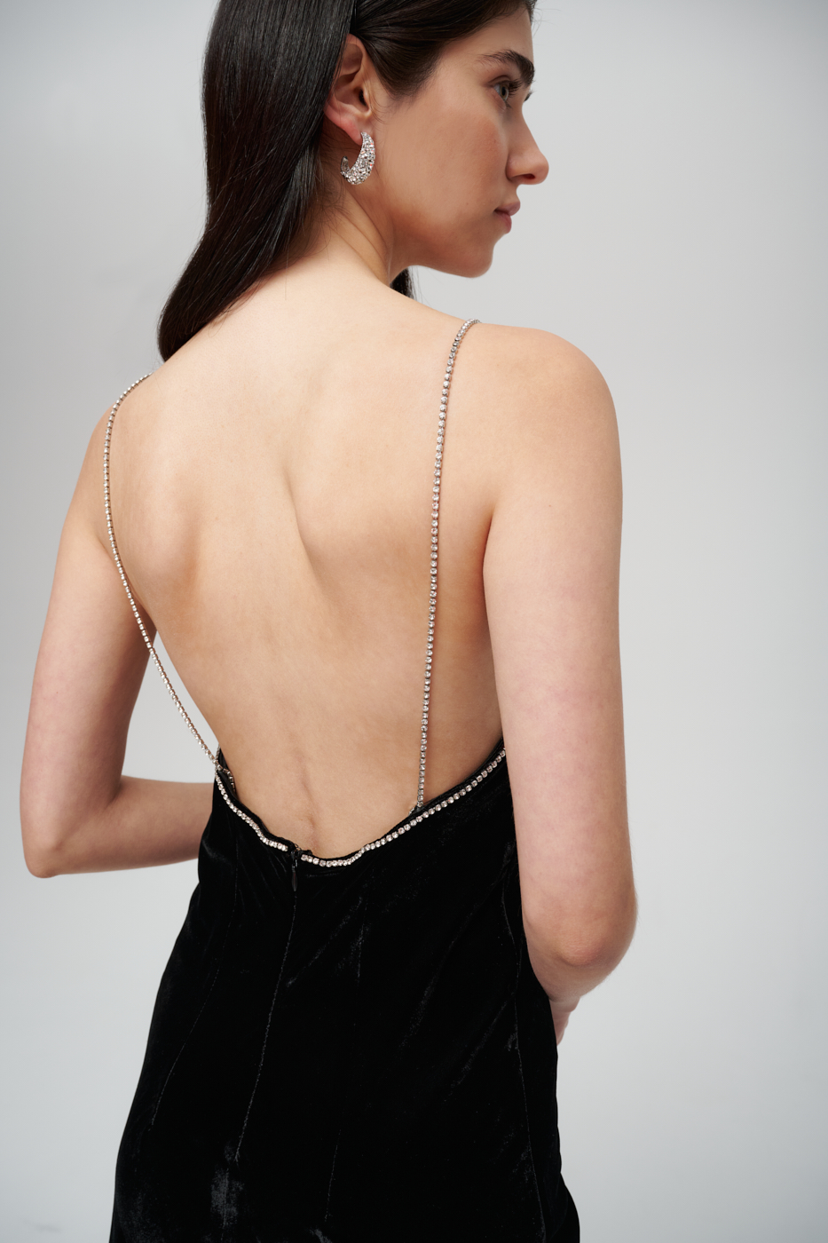 MC2 SAINT BARTH Платье из бархата на бретелях, декорированных стразами