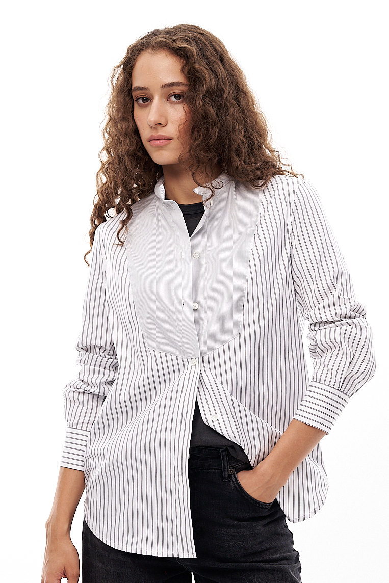 TELA Рубашка с воротником-стойкой из комбинированного хлопка