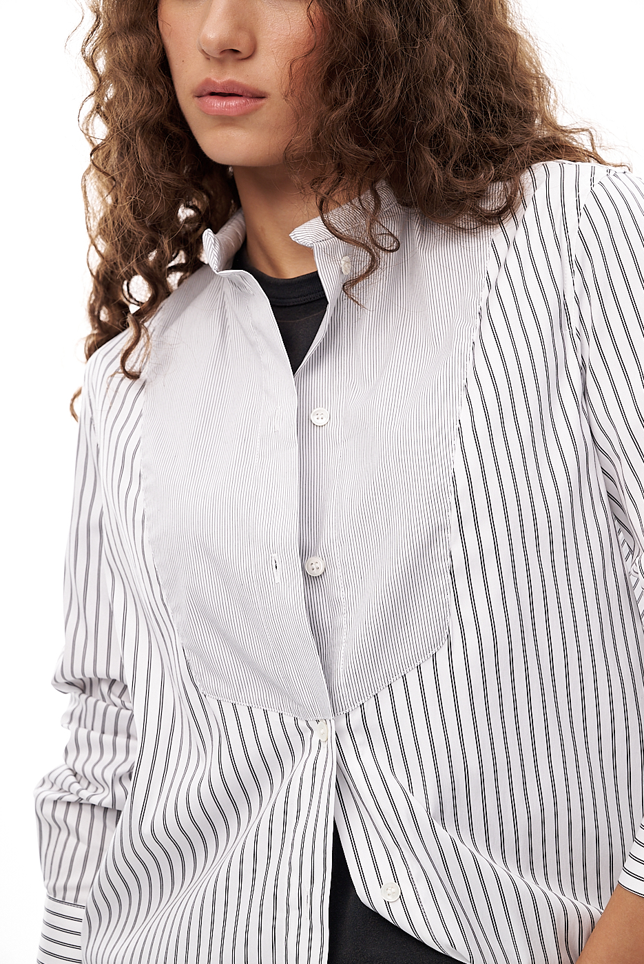 TELA Рубашка с воротником-стойкой из комбинированного хлопка