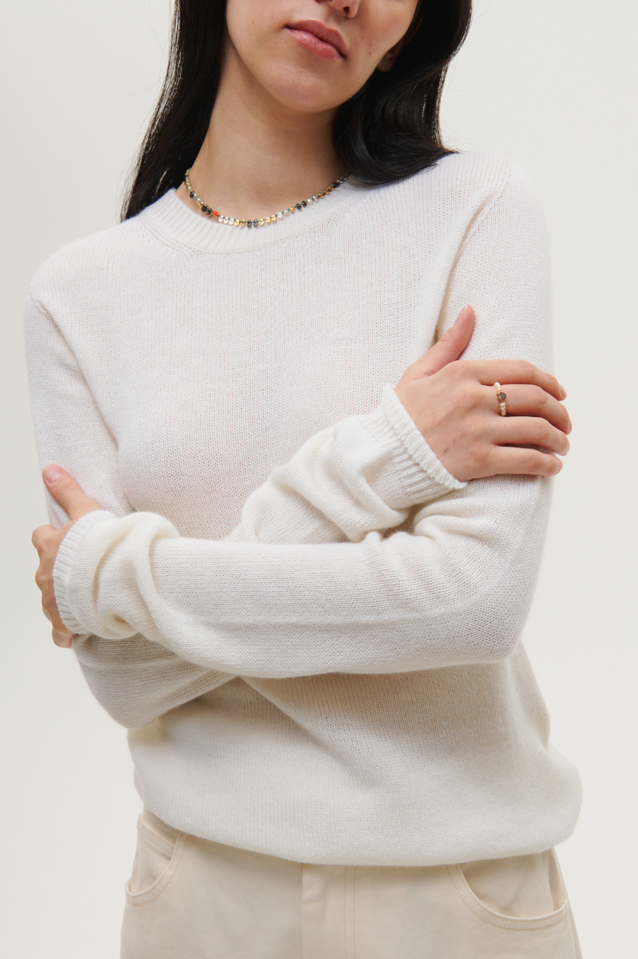 PHIILI Пуловер из бленда мериносовой шерсти и кашемира молочного оттенка