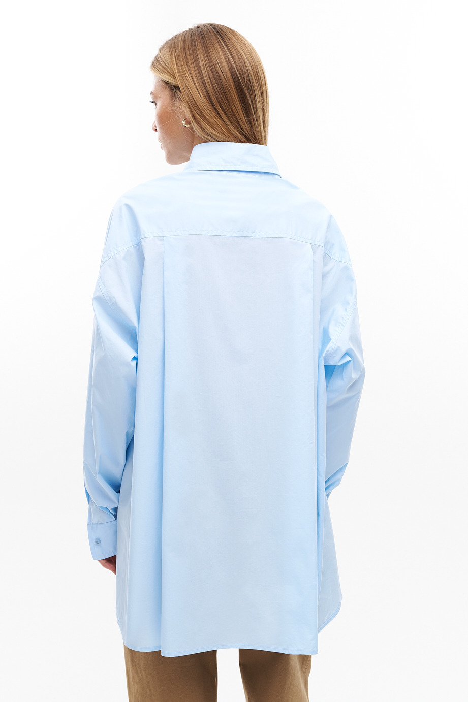 Roberto Collina Рубашка свободного кроя из хлопка ярко-голубого цвета