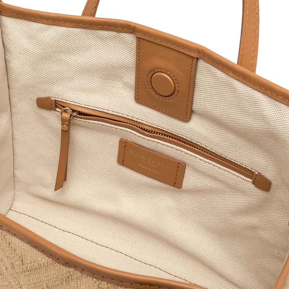 GIANNI CHIARINI Сумка-тоут MARCELLA 32 из жаккардовой рафии и хлопка натурального оттенка