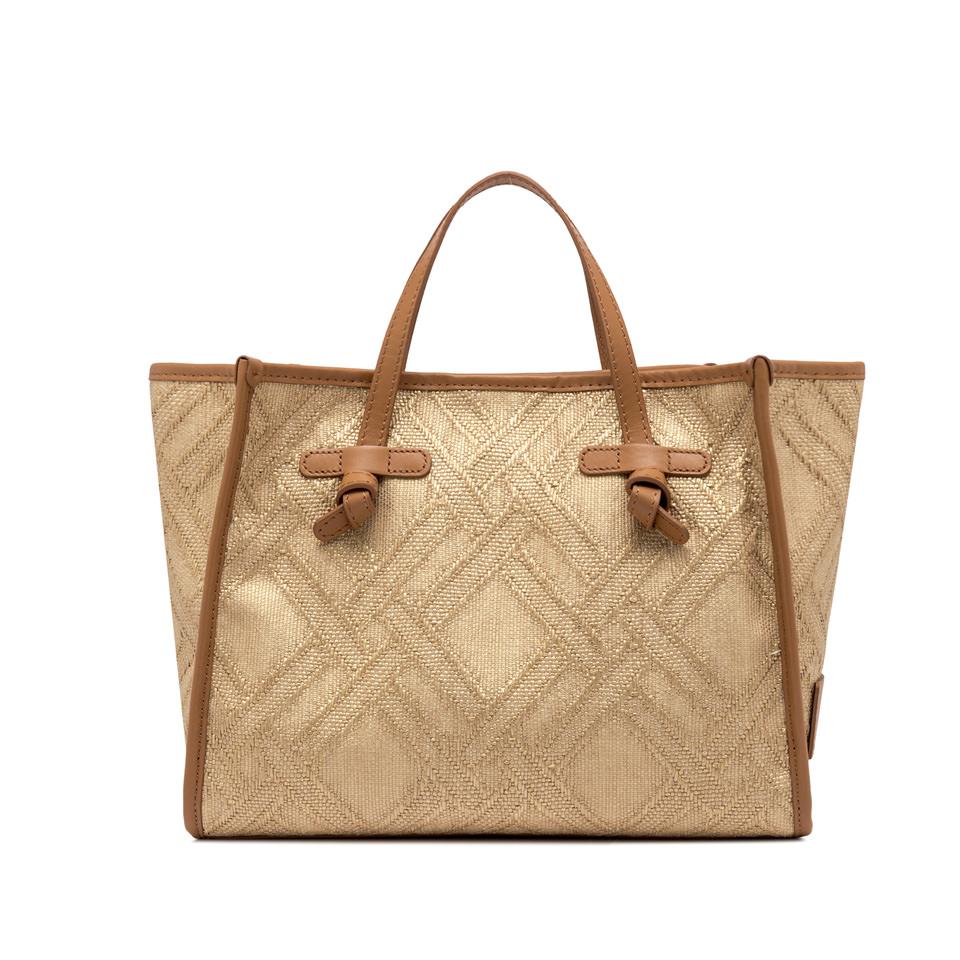 GIANNI CHIARINI Сумка-тоут MARCELLA 32 из жаккардовой рафии и хлопка натурального оттенка