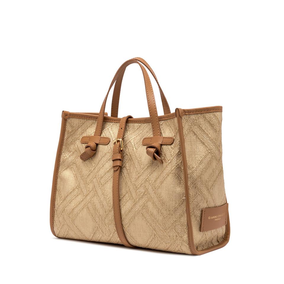 GIANNI CHIARINI Сумка-тоут MARCELLA 32 из жаккардовой рафии и хлопка натурального оттенка