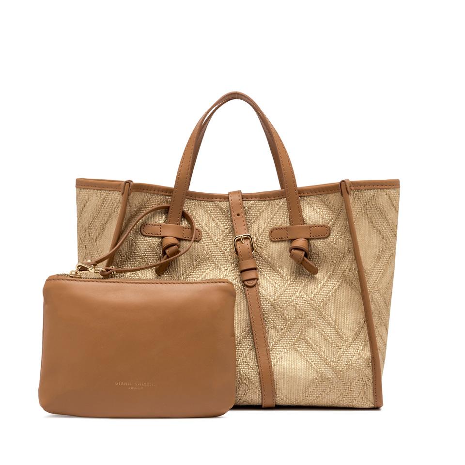 GIANNI CHIARINI Сумка-тоут MARCELLA 32 из жаккардовой рафии и хлопка натурального оттенка
