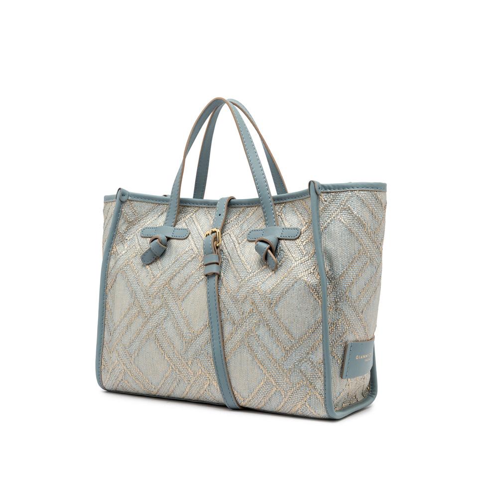 GIANNI CHIARINI Сумка-тоут MARCELLA 32 CAPRI из жаккардовой рафии и хлопка нежно-голубого оттенка