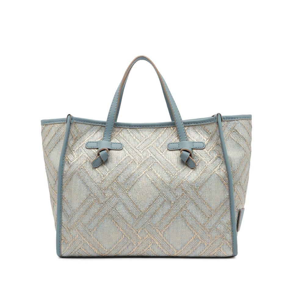 GIANNI CHIARINI Сумка-тоут MARCELLA 32 CAPRI из жаккардовой рафии и хлопка нежно-голубого оттенка