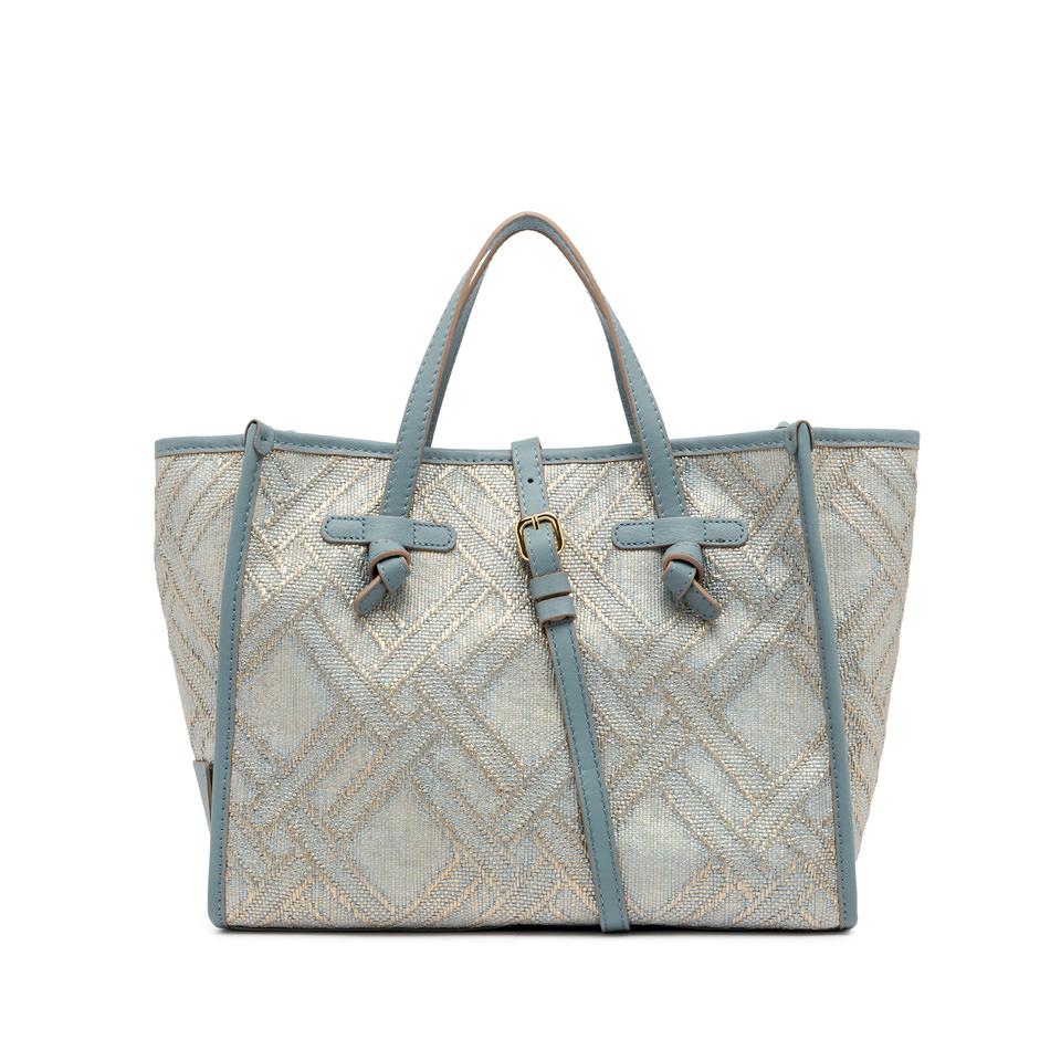 GIANNI CHIARINI Сумка-тоут MARCELLA 32 CAPRI из жаккардовой рафии и хлопка нежно-голубого оттенка