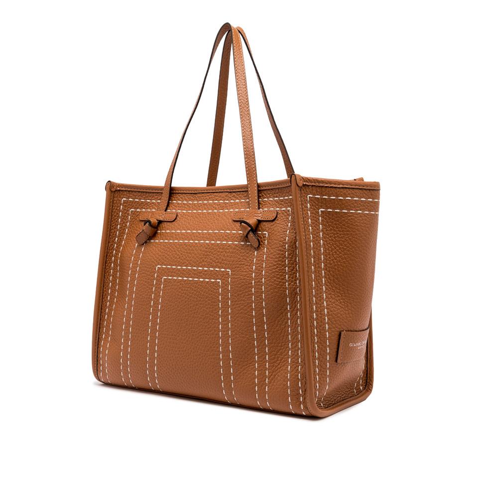 GIANNI CHIARINI Сумка-тоут MARCELLA из зернистой кожи со строчкой ручной работы