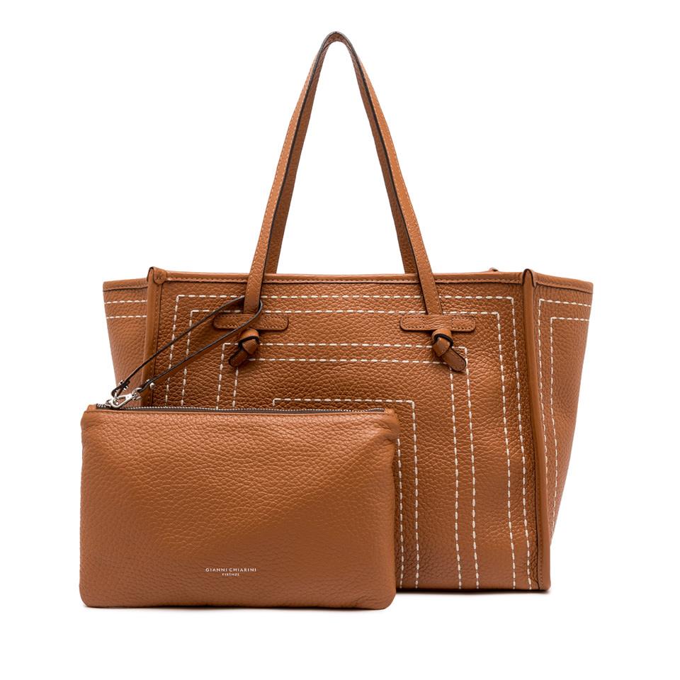 GIANNI CHIARINI Сумка-тоут MARCELLA из зернистой кожи со строчкой ручной работы