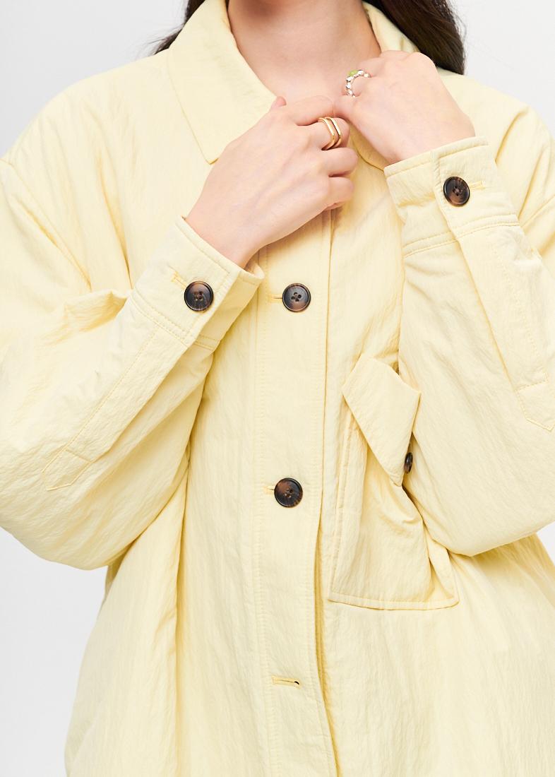 OOF WEAR Рубашка-ватник из технонейлона в пастельном желтом цвете