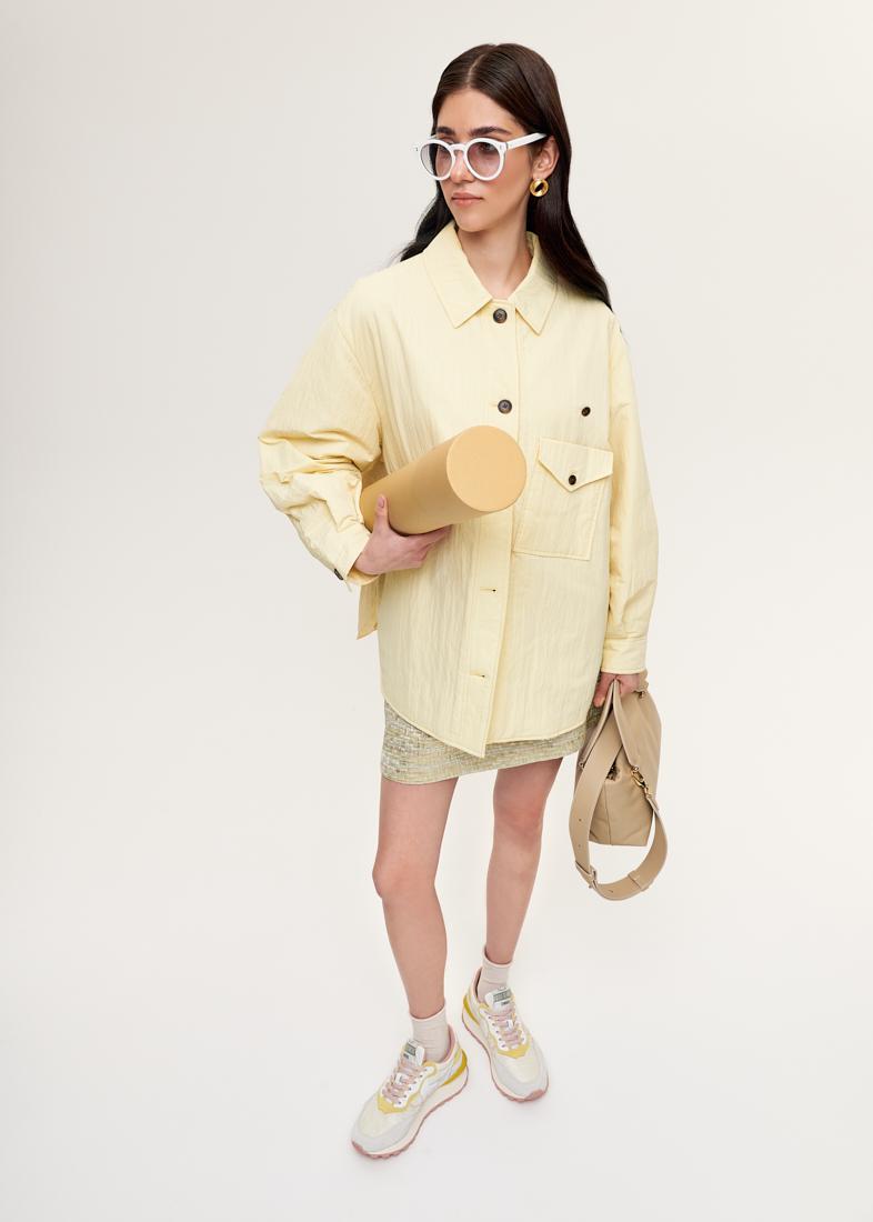 OOF WEAR Рубашка-ватник из технонейлона в пастельном желтом цвете