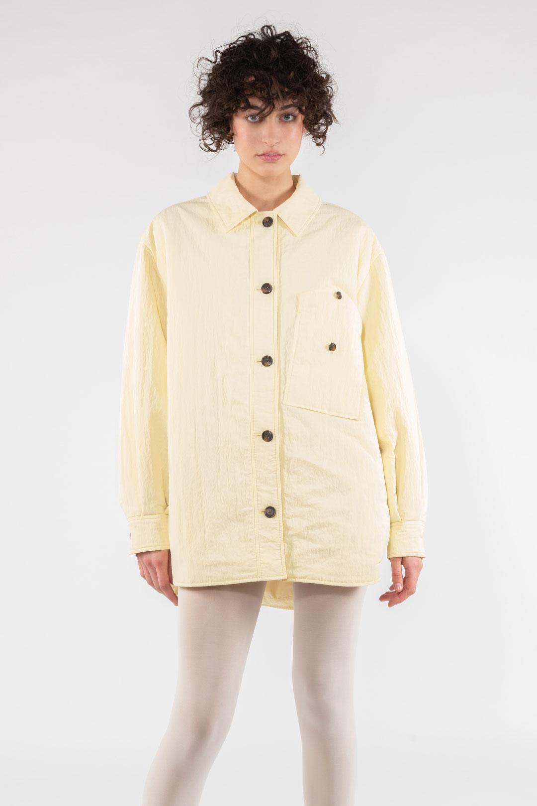 OOF WEAR Рубашка-ватник из технонейлона в пастельном желтом цвете