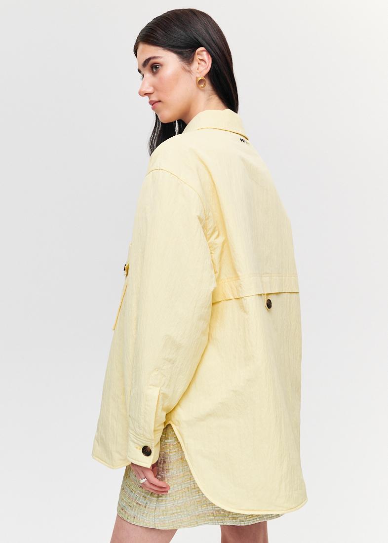 OOF WEAR Рубашка-ватник из технонейлона в пастельном желтом цвете