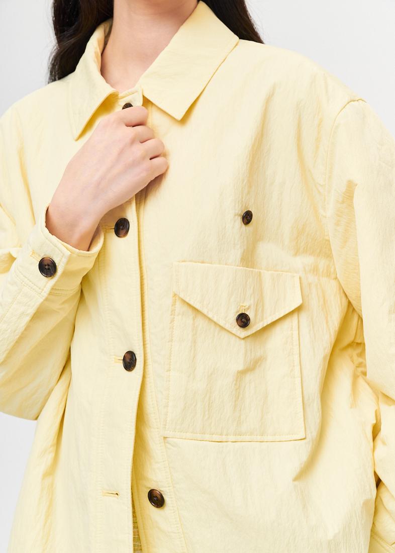 OOF WEAR Рубашка-ватник из технонейлона в пастельном желтом цвете