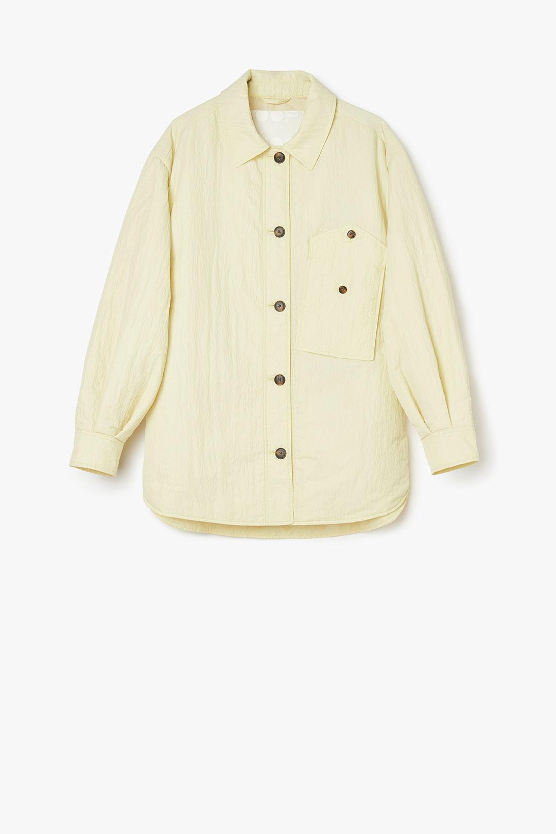 OOF WEAR Рубашка-ватник из технонейлона в пастельном желтом цвете