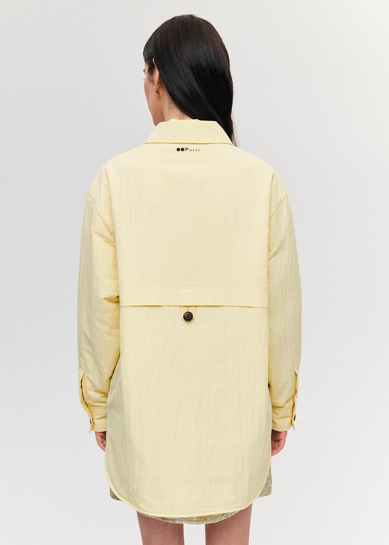OOF WEAR Рубашка-ватник из технонейлона в пастельном желтом цвете