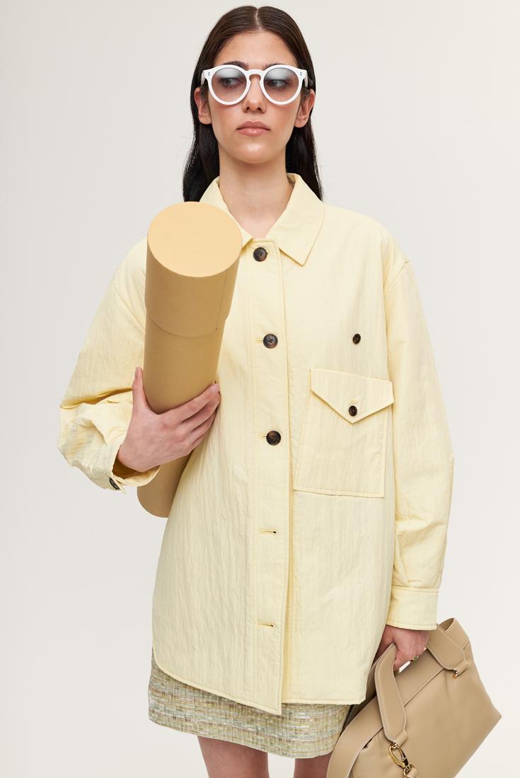 OOF WEAR Рубашка-ватник из технонейлона в пастельном желтом цвете