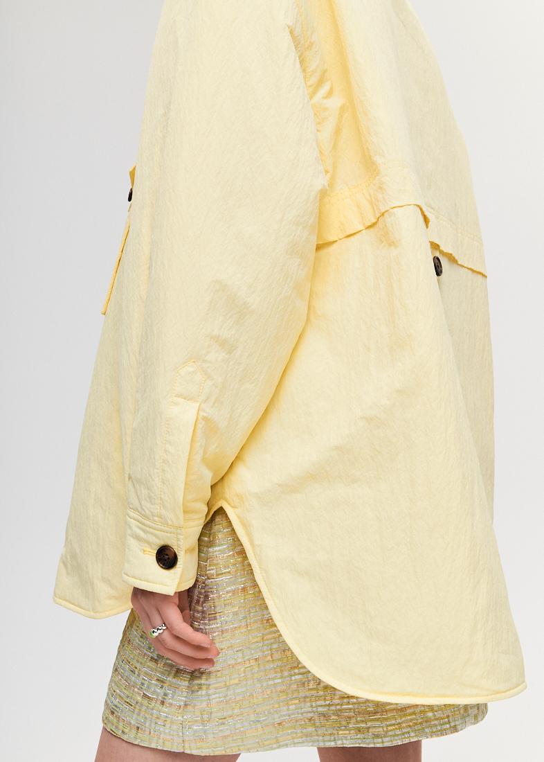 OOF WEAR Рубашка-ватник из технонейлона в пастельном желтом цвете