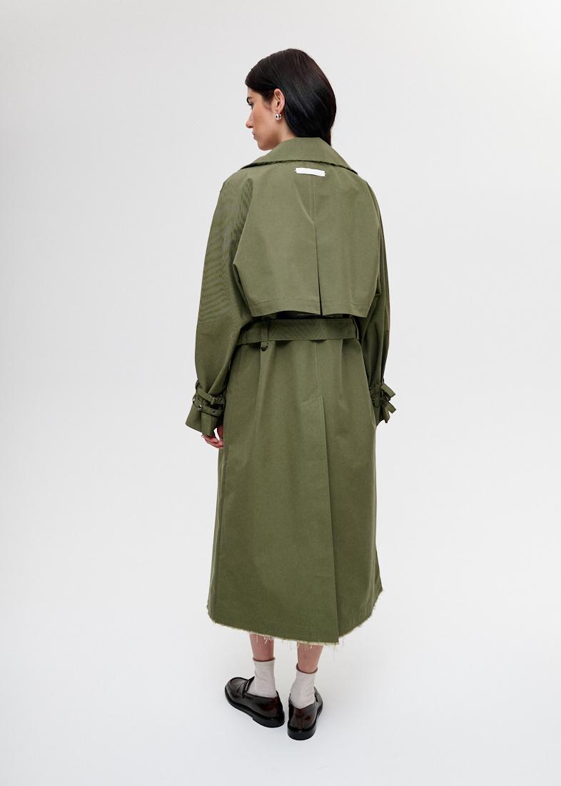 OOF WEAR Тренчкот-трансформер из водоотталкивающего габардина оттенка хаки