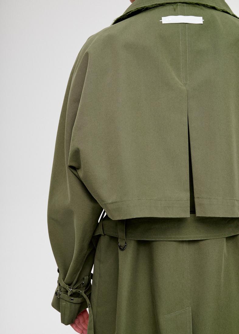 OOF WEAR Тренчкот-трансформер из водоотталкивающего габардина оттенка хаки