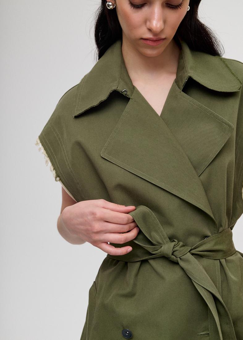 OOF WEAR Тренчкот-трансформер из водоотталкивающего габардина оттенка хаки