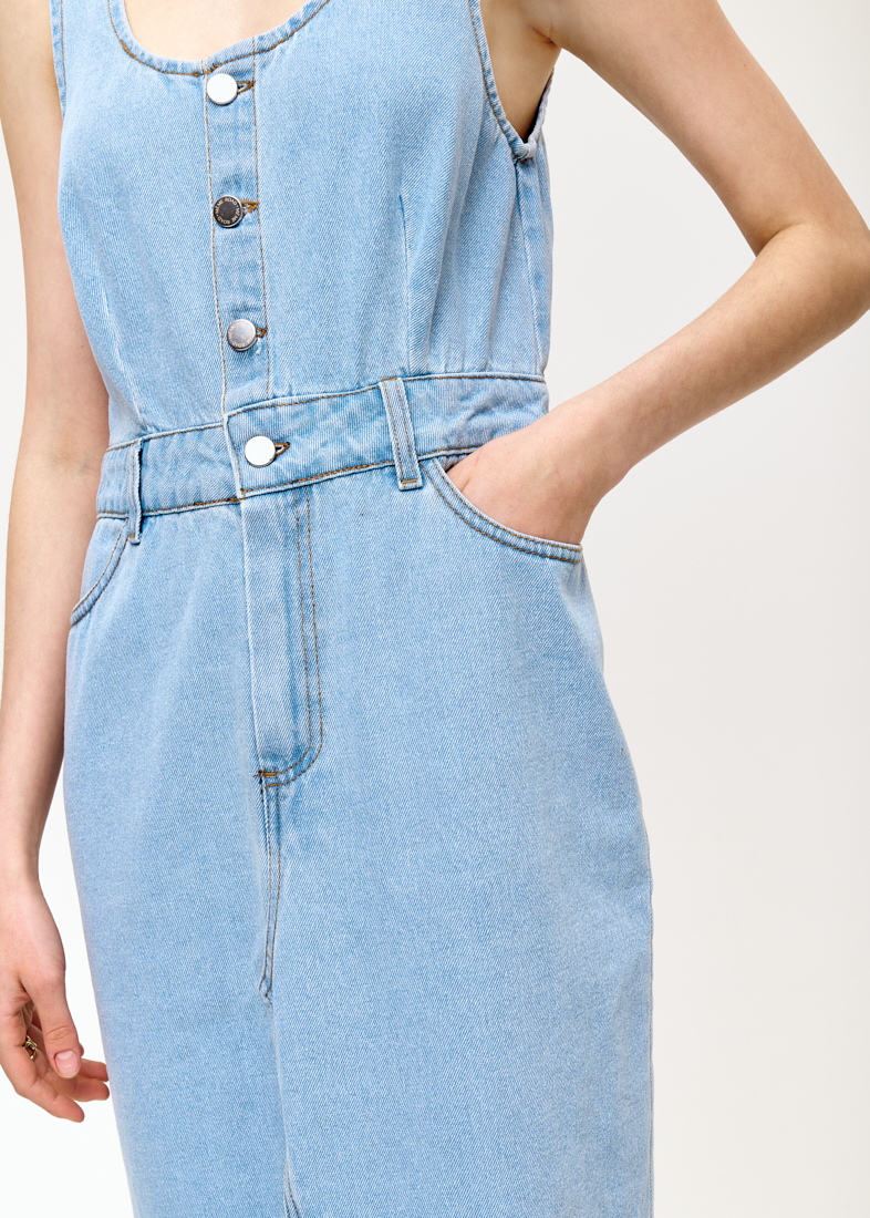 MEME ROAD Платье из мягкого нежно-голубого денима