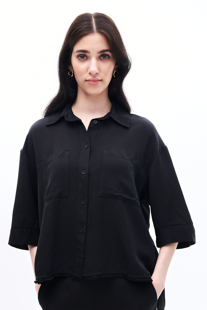 MEME ROAD Рубашка свободного кроя из бленда вискозы и льна