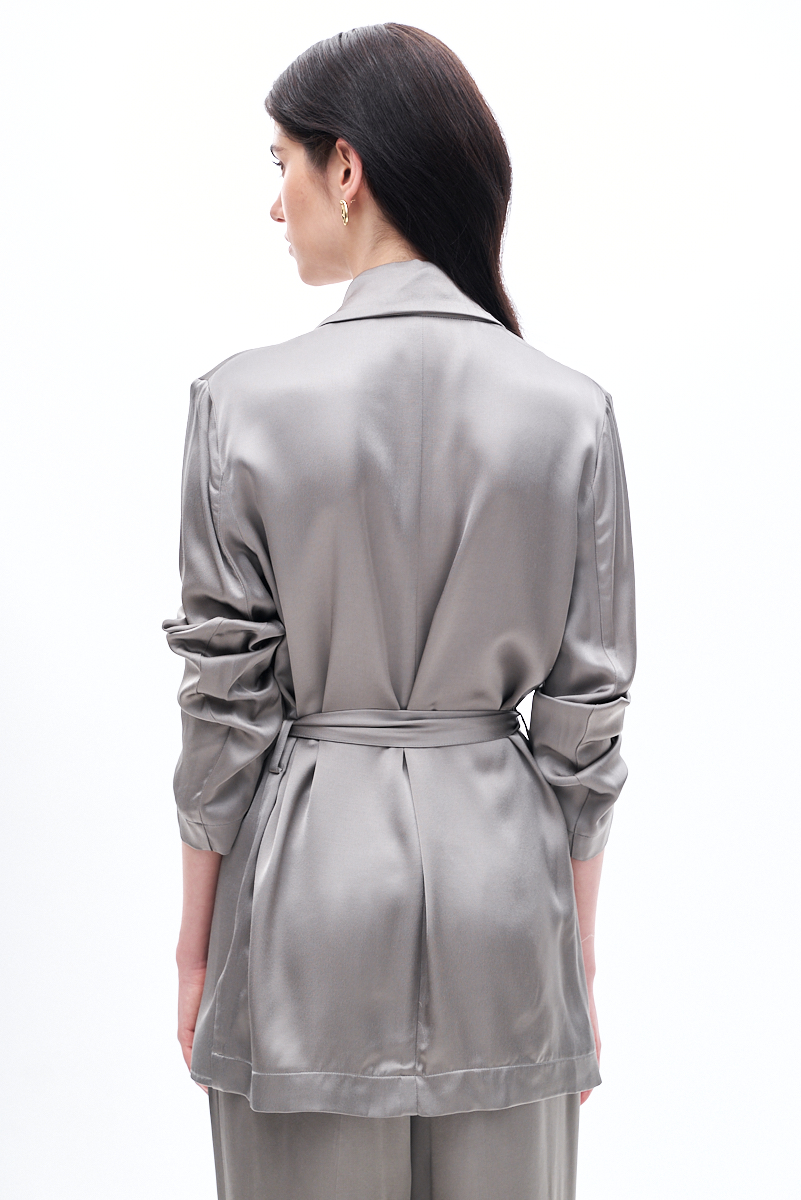 OTTOD'AME Жакет из атласного сатина оттенка стали