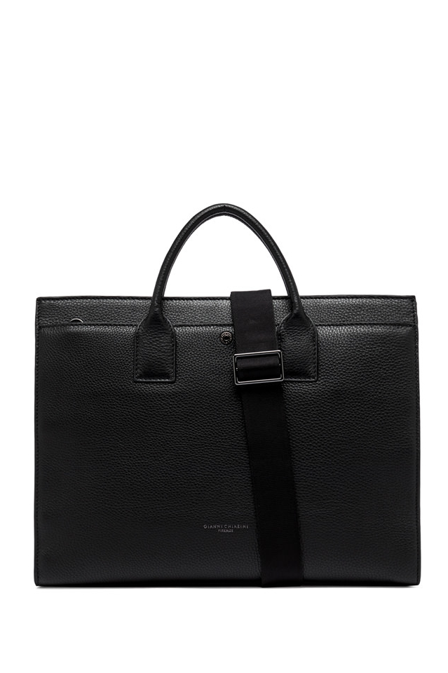 GIANNI CHIARINI Портфель из премиальной зернистой кожи черного цвета