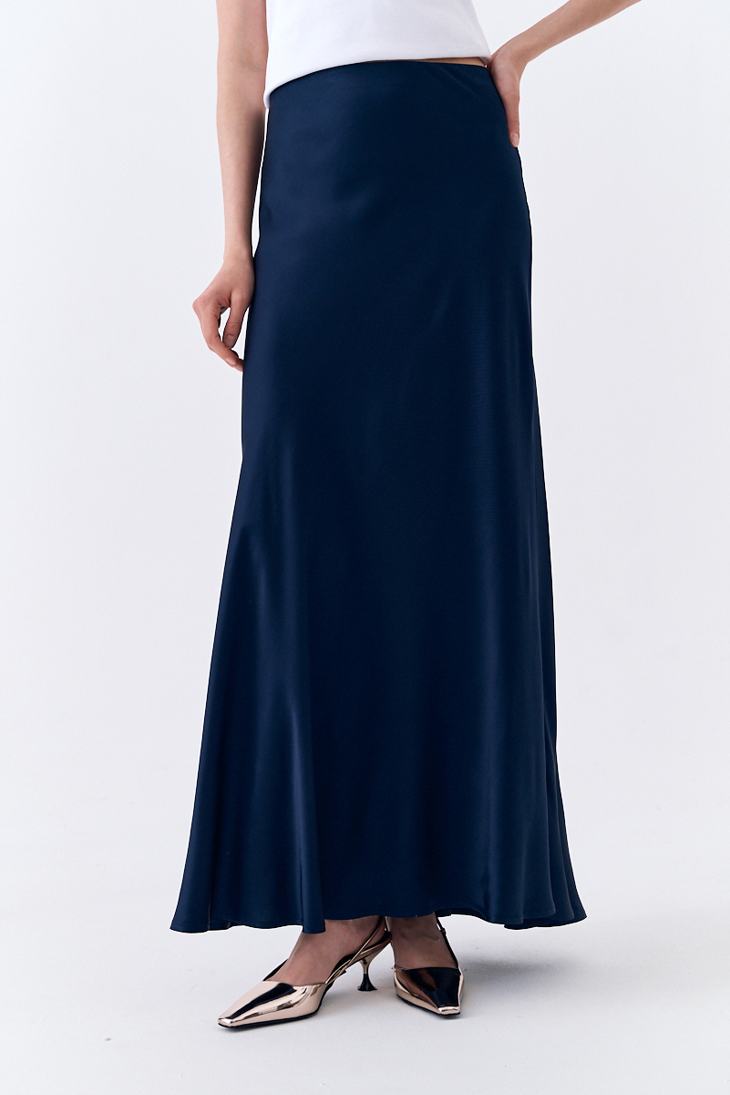 OTTOD'AME  Юбка бельевого типа длины макси из плотной вискозы оттенка royal  blue