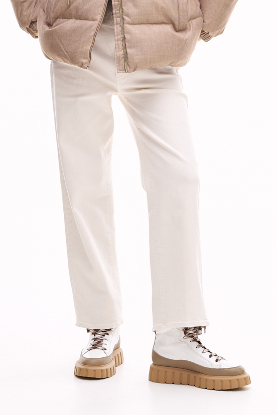 MOTHER Джинсы из велюрового премиум денима оттенка слоновой кости