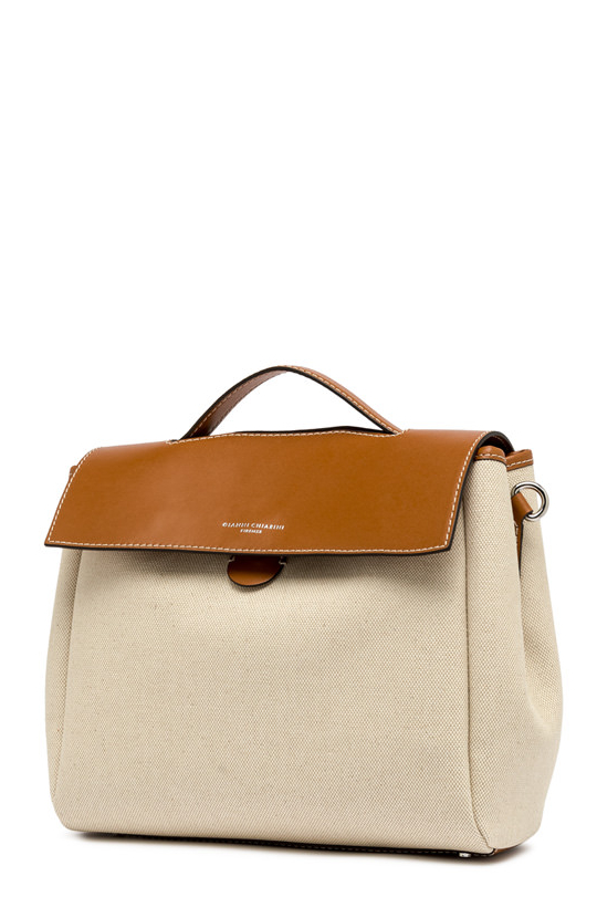 GIANNI CHIARINI Сумка CLIO BIG из хлопкового канвас с клапаном из гладкой кожи
