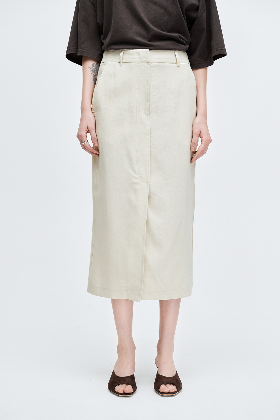 TELA Юбка-туба из бленда льна и вискозы