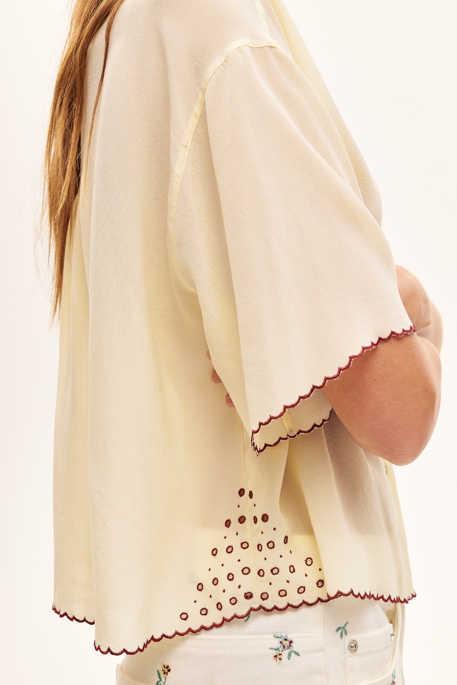 TELA Рубашка из натурального шелка с вышивкой