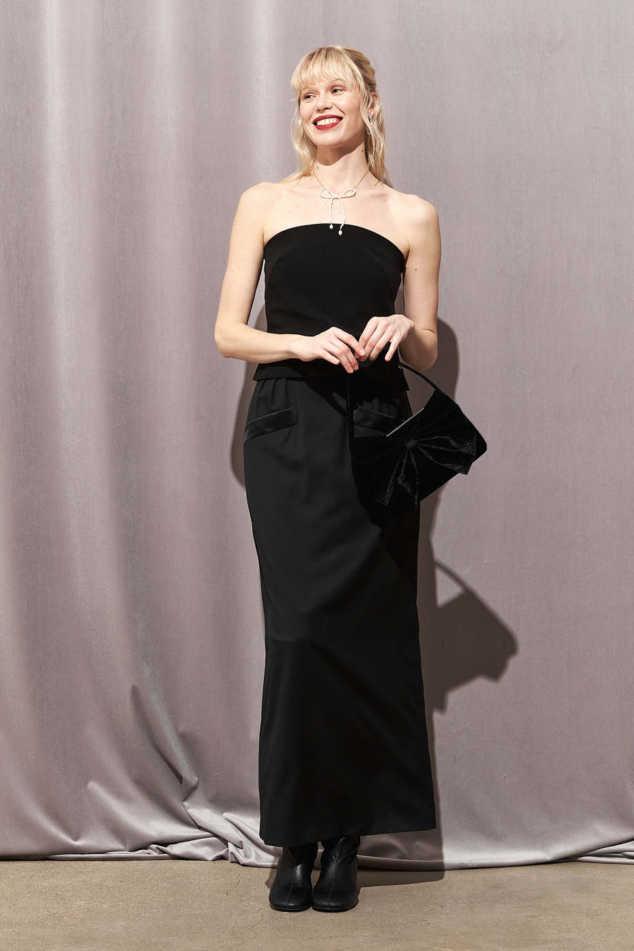 MARGAUX LONNBERG Юбка-смокинг длины макси из костюмной шерсти