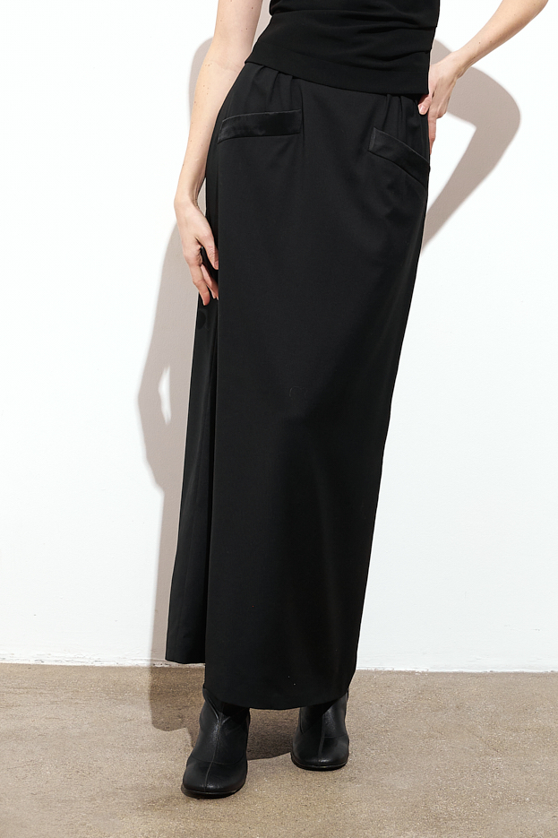 MARGAUX LONNBERG Юбка-смокинг длины макси из костюмной шерсти