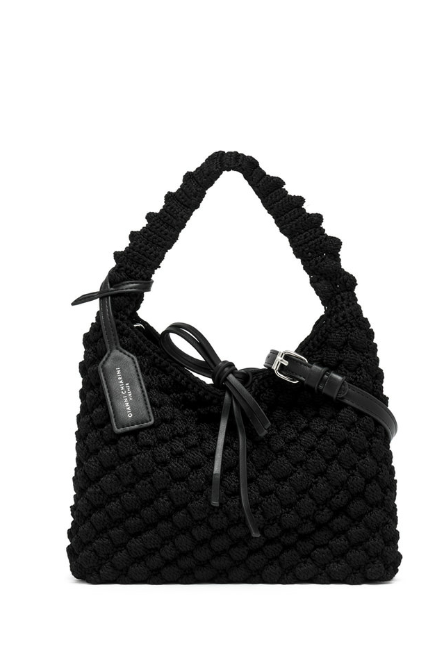 GIANNI CHIARINI  Сумка-корзинка BELLA из плетеной рафии «кроше» в черном цвете