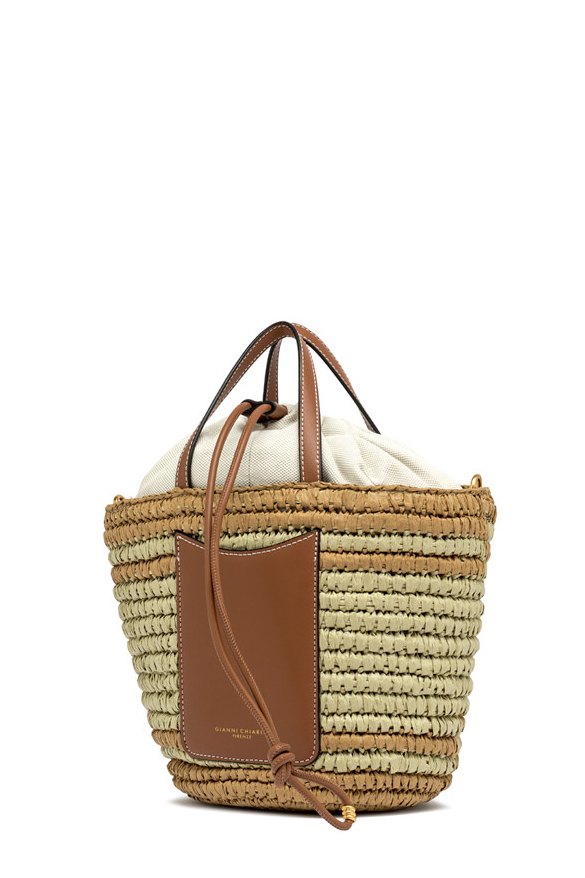 GIANNI CHIARINI Сумка-корзинка MAE из соломки с чехлом из хлопка канвас