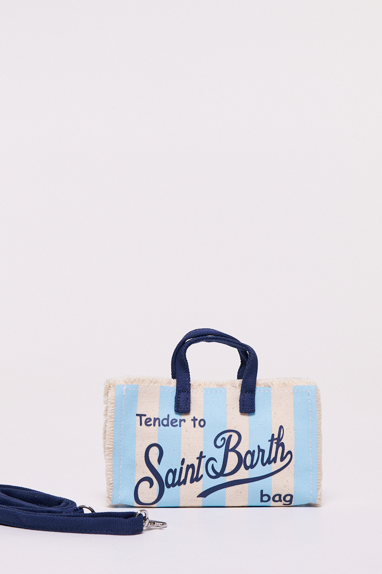 MC2 Saint Barth Phone bag на застежке магните из хлопка канвас с рисунком в полоску